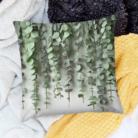 FCXZI Home Decor Throw Pillow Cover Foliage Cushion Case Linen 20x20in