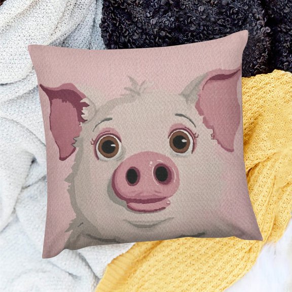 FCXZI Home Decor Throw Pillow Cover Pig Theme Indoor Sofa Cushion 18x18in