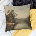 thumbnail image 1 of FCXZI Home Decor Throw Pillow Cover River Trees Boat Indoor Sofa 18x18in, 1 of 5