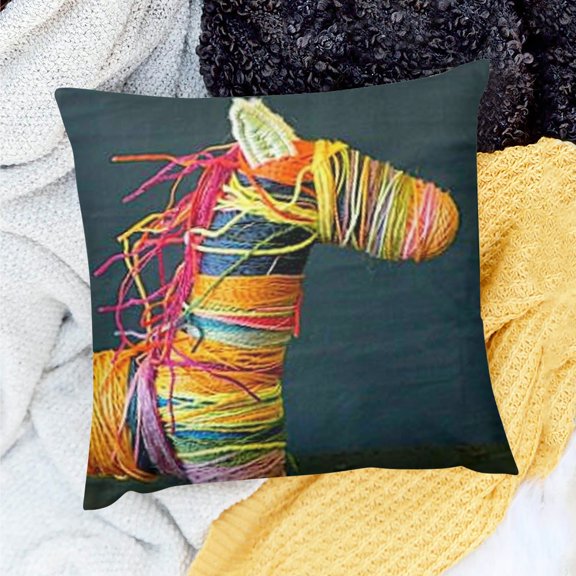 FCXZI Home Decor Throw Pillow Cover Yarn Sticks Square Cushion Cover 18x18in