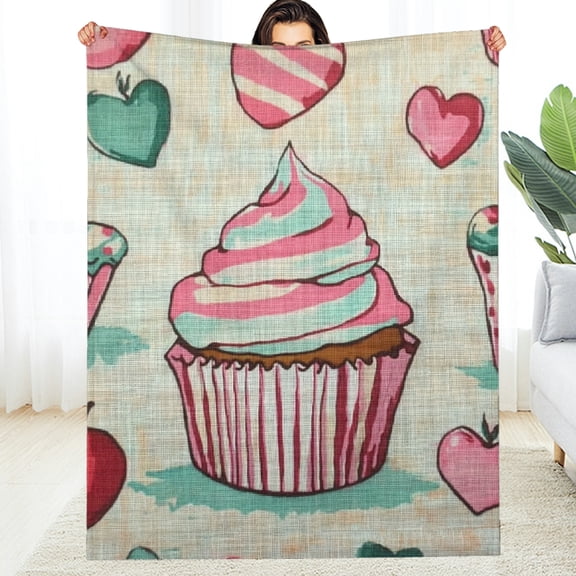 FCXZI Home Leisure Flannel Blanket Cupcake Table Cloth Pattern 40*50in