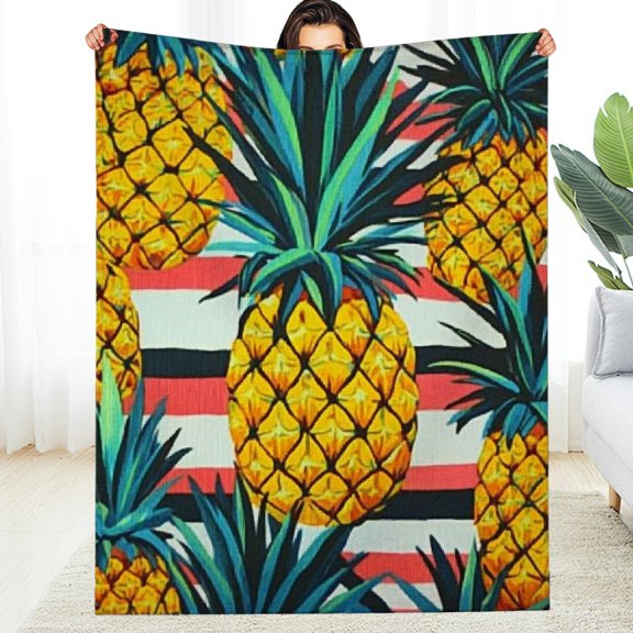 FCXZI Home Leisure Flannel Blanket Pineapples Soft Warm Lightweight 60*80in
