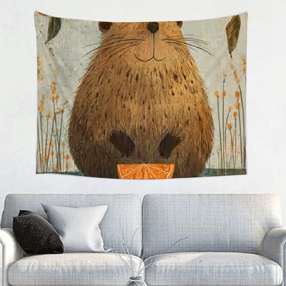 FCXZI Home Wall Tapestry Art Beaver Oranges Bird Print Decorative 40*30in