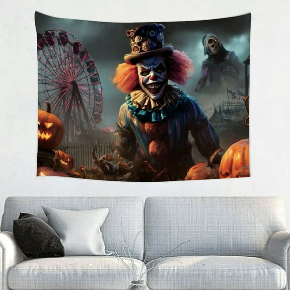 FCXZI Horror Circus Halloween Circus Banner, Evil Scary Clown Backdrop,  40*30in