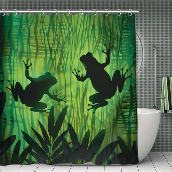 FCXZI Jungle Frog Silhouette, Modern Bathroom Shower Curtain, Waterproof and Mildew-proof, Thickened Wet and Dry Separate Shower Curtain