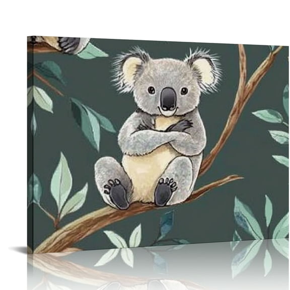 FCXZI Koala Bear Tree Branch Leaves Canvas Print Wall Art Decor Ready To Hang - Perfect Home Decor Gift 16x12in