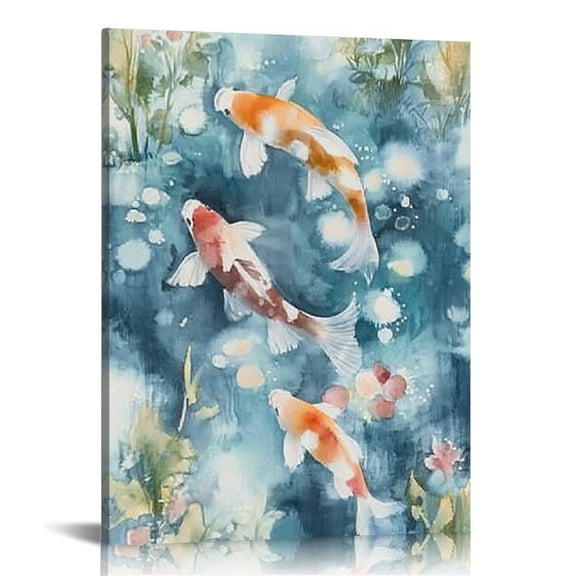 FCXZI Koi Fish Canvas Print Wall Art Home Decor 12x16 16x20 Inches 16x20in
