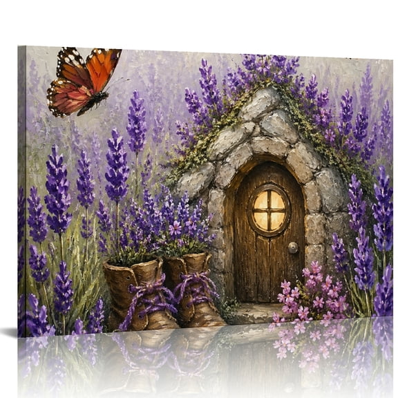 FCXZI Lavender Stone Cottage Modern Canvas Prints Wall Art for Living Room Bedroom Kitchen 24x16in