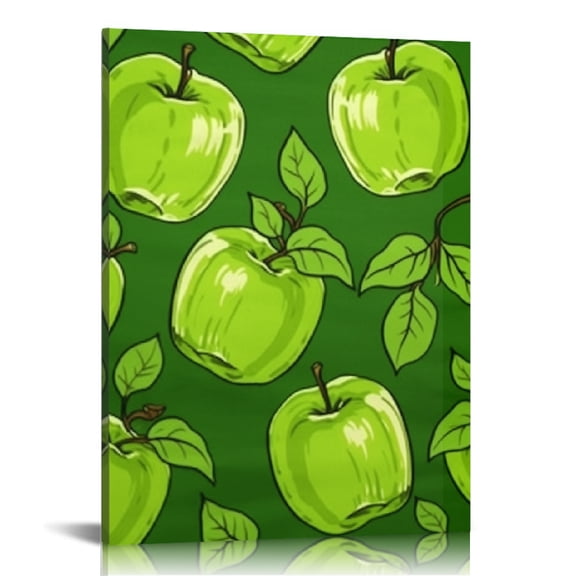 FCXZI Leaves Apple Pattern Canvas Print Wall Art Home Decor 12x16 12x16in