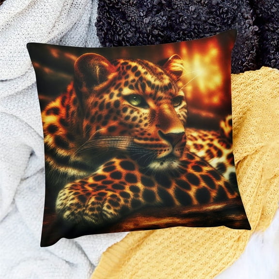 FCXZI Leopard Rosette Patterns Pillow Cushion Case for Home Sofa Couch Decor - Birthday Gift 18x18in