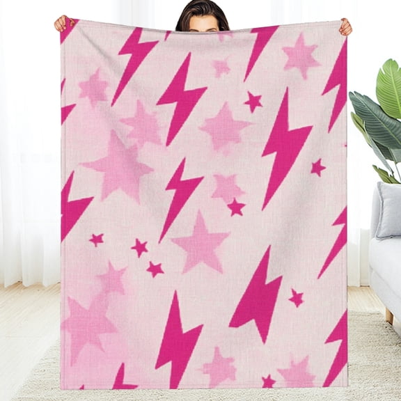FCXZI Lightning Stars Shock Fuzzy Fluffy Soft Cozy Blanket 60*80in