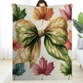 thumbnail image 1 of FCXZI Lightweight Flannel Blanket Leaves Bow Reversible Soft Warm 60*80in, 1 of 7