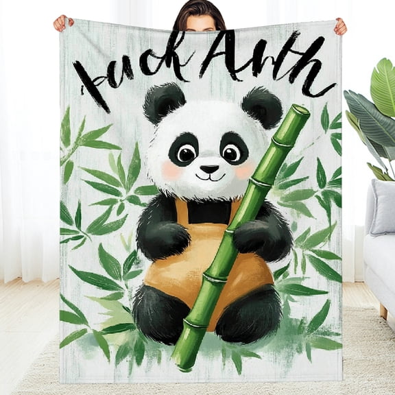 FCXZI Lightweight Panda Bamboo Girl Flannel Blanket - All-Season Soft Warm 60*80in