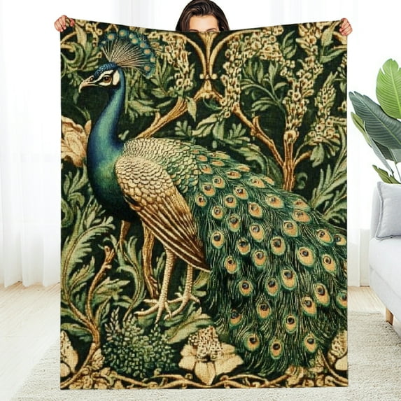 FCXZI Lightweight Peacock Forest Art Nouveau Blanket - Cozy All-Season Comfort 30*40in