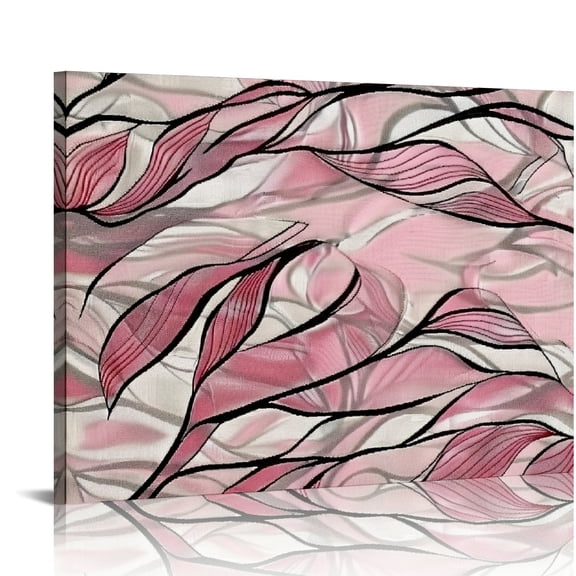 FCXZI Lines Curves Fine Foliage Lace Canvas Wall Art for Home Decor, Ready To Hang Room Art Decor 16x12in