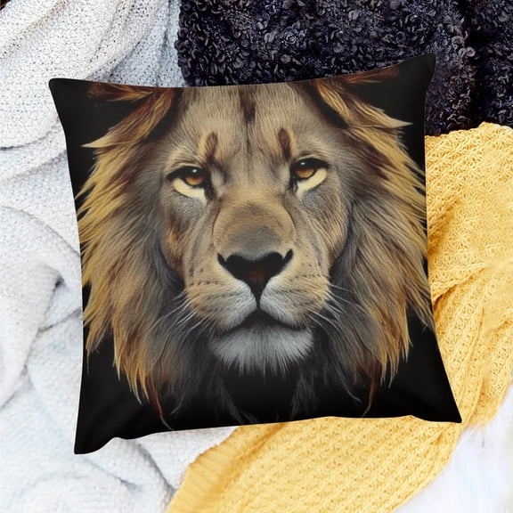 FCXZI Lion Theme Throw Pillow Cover for Home Sofa Couch Linen 18x18in
