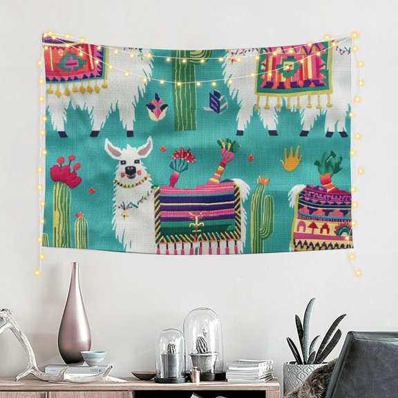 FCXZI Llamas Cactus Maximalism Wall Tapestry Art for Home Decor 60*40in