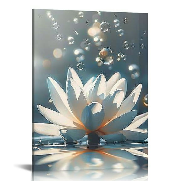 FCXZI Lotus Flower Canvas Print Pictures Floral Indoor art wall decoration home is suitable for living room, bedroom, office, dining room, club decoration, can hang Canvas painting 12x16in