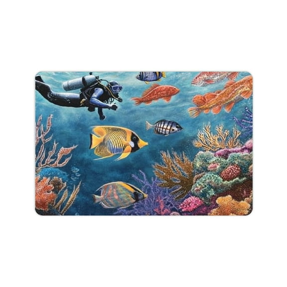 FCXZI Machine Washable Floor Mats, Bathroom Floor Mats, Non-Slip Bath Mats, Durable Thick Washable Floor Mats, Kitchen, Bathroom Quick Drying, Art Deco Floor Mats, 24x16in