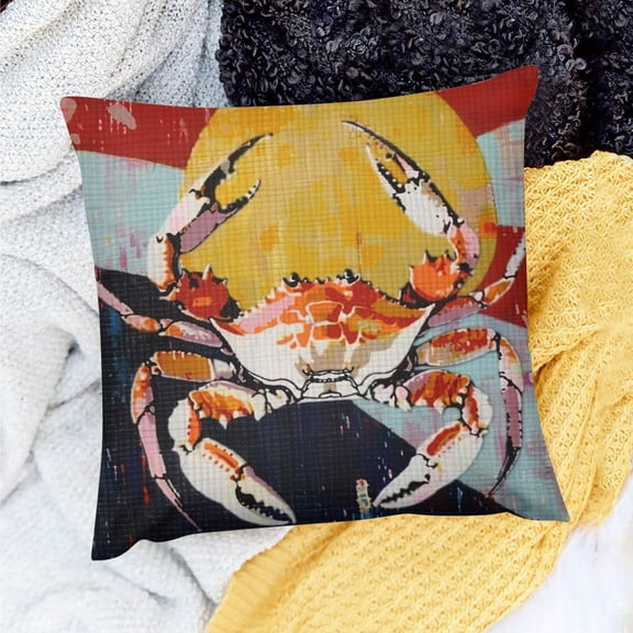 FCXZI Maryland Flag Crab Soft Throw Pillow Covers Linen Pillowcases Decorative for Bedroom Sofa Couch 18x18in