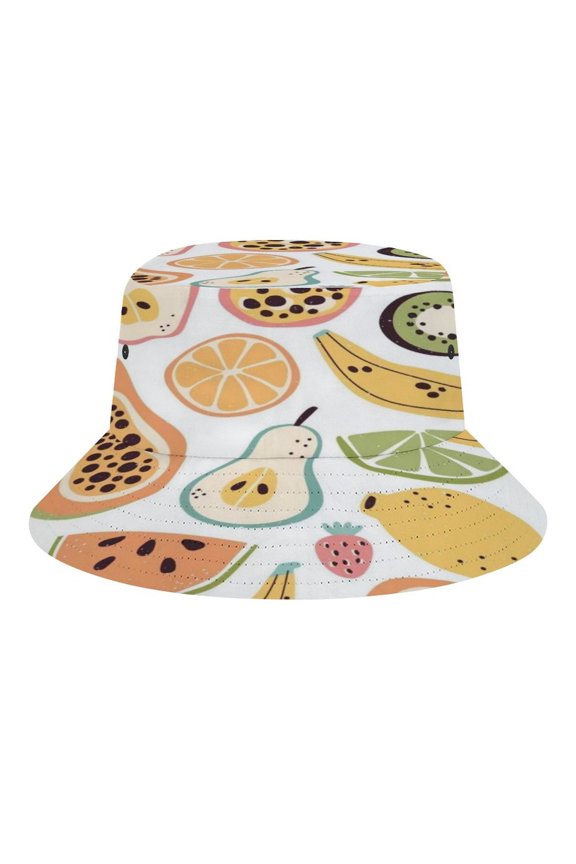 Mixed Cartoon Fruit Pattern Bucket Hat, Soft, Printed, Packable Fisherman Sun Hat for Beach Travel Hiking Vacation, Sun Hat for Women Men,