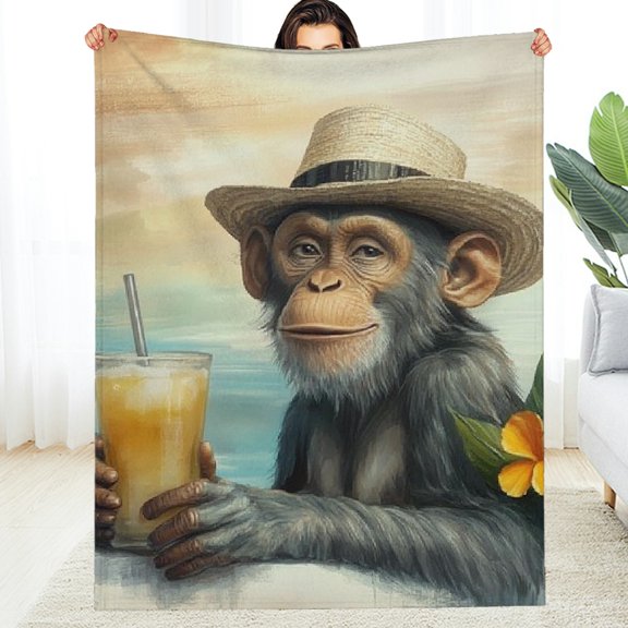 FCXZI Monkey Flannel Blanket - Cozy Decorative Multi-Purpose Gift 40*50in