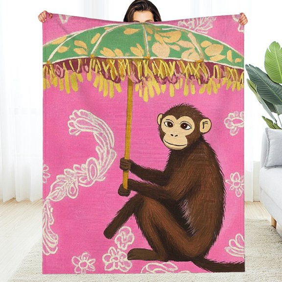 FCXZI Monkey Home Leisure Flannel Blanket, Soft Lightweight Multi-Purpose 60*80in