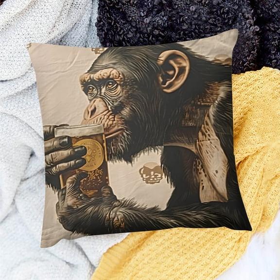 FCXZI Monkey Skull Throw Pillow Cover Indoor Sofa Couch Linen 18x18in