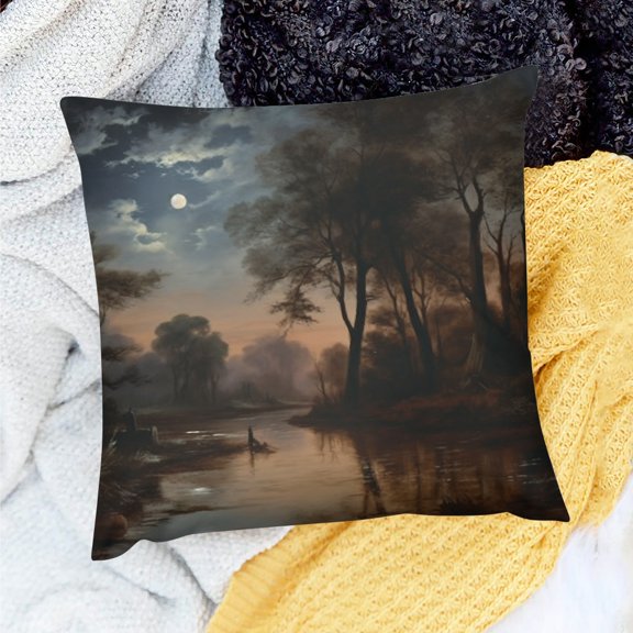 FCXZI Moon River Trees Indoor Pillow Cover for Home Sofa Couch 18x18in
