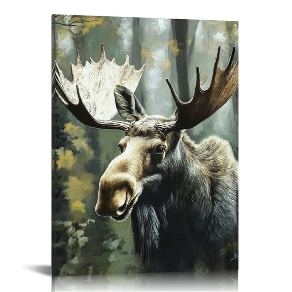 FCXZI Moose Antlers Forest Canvas Wall Art Home Decor 12x16 12x16in