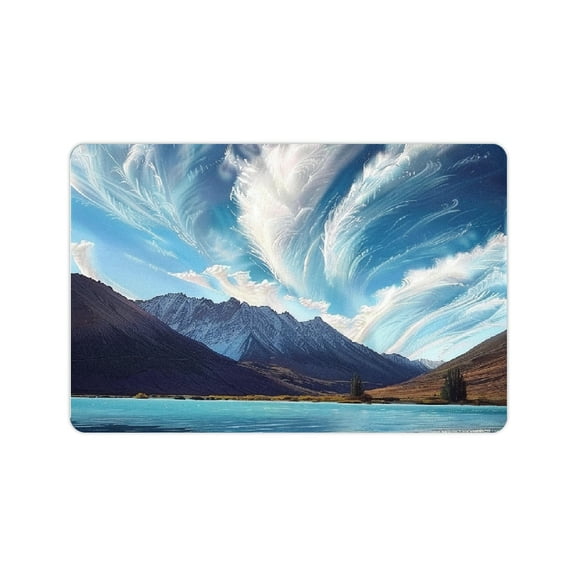 FCXZI Mountain Lake Cloud Home Diatom Mud Mats Non-Slip Easy to Clean Quick Drying Absorbent Rubber Backing Technology 24x16in