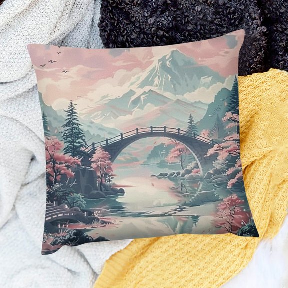 FCXZI Mountain Theme Linen Pillow Cushion Case Decor for Home Sofa Couch, Set of 1 - 3 Sizes Available 18x18in