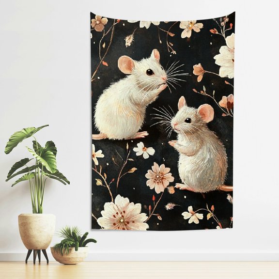 FCXZI Mouse Flowers Digital Art Tapestry Wall Hanging Home Decor 40*60in