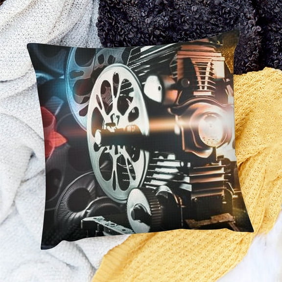 FCXZI Movie Projector Film Strip Cinema Pillow Case for Home Sofa 18x18in