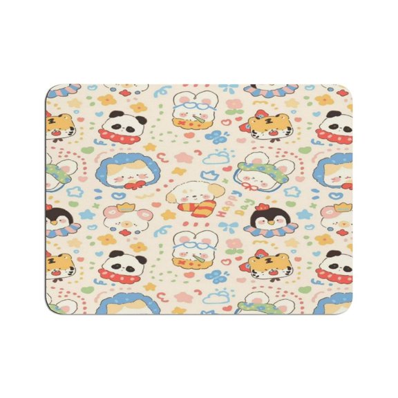 FCXZI Multi Animal Doodle Pattern Mouse Pad, Square Smooth Surface Desk Mat, Stitched Edge for Office, Laptop, Computer, Home,