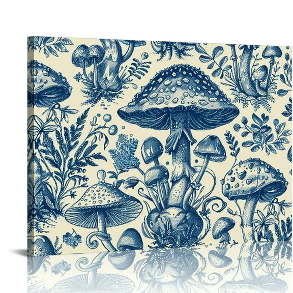 FCXZI Mushroom Print On Canvas Wall Decorations for Home and Office, Ready To Hang Art Decor for Bedroom, Living Room, Kitchen - Great Gift Idea 16x12in