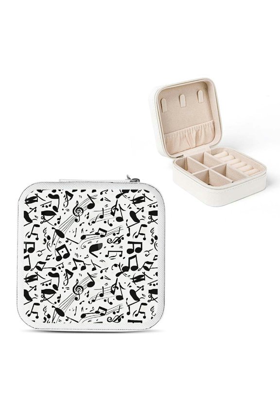 Musical Notes Jewelry Box for Necklaces Rings Earrings Travel White