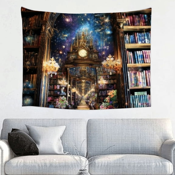 FCXZI   Mysterious Bookshelf Tapestry Galaxy Space Library Tapestry Fantasy Landscape Vintage Aesthetic Tapestries Book Decoration Wall Hanging Decor for Bedroom Home 40*30in