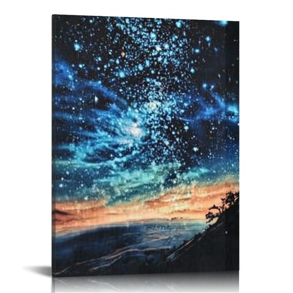 FCXZI Night Sky Space Art Canvas Prints Wall Decor for Home 12x16in