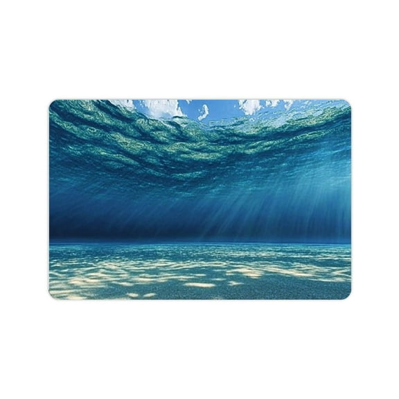 FCXZI Ocean Bathroom Floor Mat, Bottom Wave Surface Tropical Sea View Abyss Underwater, Luxury Bathroom Decorative Floor Mat with Non-Slip Back, 24x16in