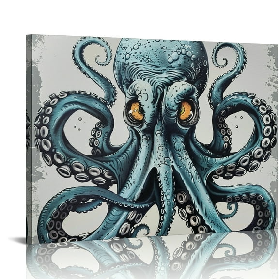 FCXZI Octopus Canvas Print Wall Decorations Ready To Hang Room Home Art Decor 16x12in