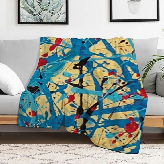 FCXZI Paint Splatters Abstract Brush Strokes Durable Soft Flannel Blanket, Multifunctional Lightweight Throw Blanket for Sofa, Travel, Camping, Bed, and Chairs 40x50in