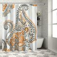 FCXZI Paisley Design Orange Accents Bathroom Décor Set with Hooks