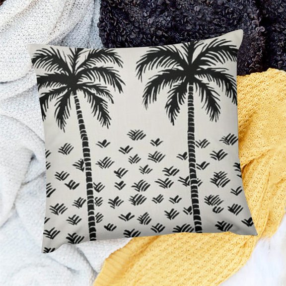FCXZI Palm Trees Patterns Linen Pillow Cushion Case for Home Sofa Couch Decoration Set of 1 No Insert or Filler Invisible Zipper Design 3 Sizes 18x18in