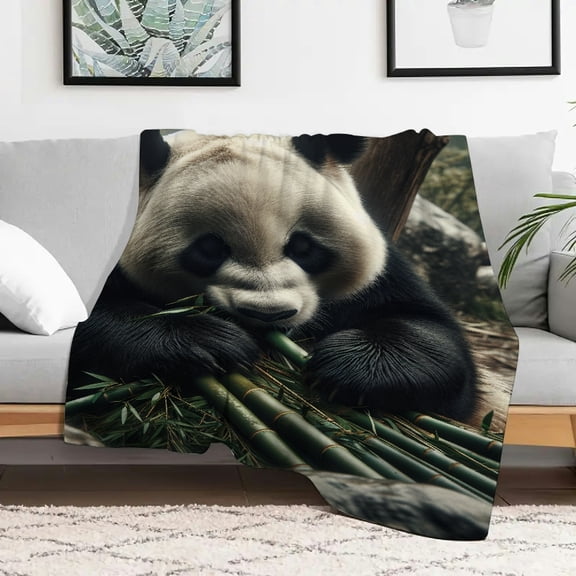 FCXZI Panda Bamboo Conservation Flannel Blanket for All Seasons 40x50in