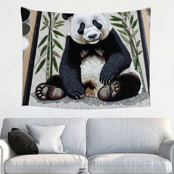 FCXZI Panda Bamboo Leaves Mosaic Wall Art Tapestry 100% Polyester 40*30in