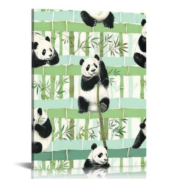 FCXZI Panda Bear Bamboo Trees Canvas Wall Decor for Home Office 16x20in