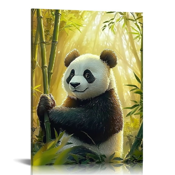 FCXZI Panda Bear Bamboo Trees Sunlight Canvas Wall Art Home Decor 12x16in