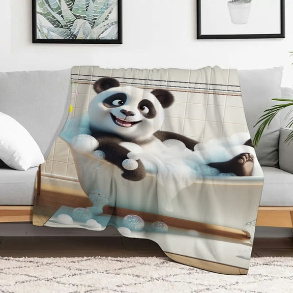 FCXZI Panda Bear Bathtub Bubbles Flannel Blanket Cozy Gift 40x50in