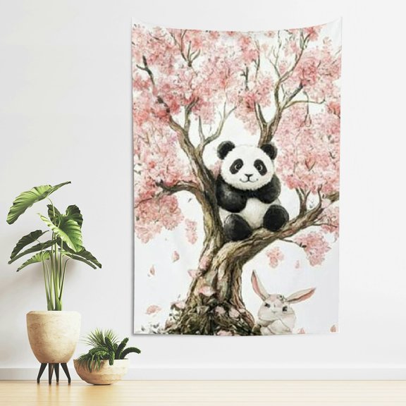 FCXZI Panda Bear Bunny Tree Tapestry Wall Hanging Home Decor 40*60in